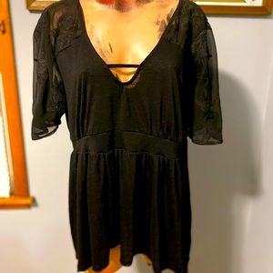 Lace sleeve baby doll top